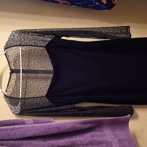 Sequined velvet black dress